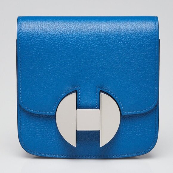 Hermes Bleu Zellige Evercolor Leather Palladium Plated 2002 Wallet - Picture 3 of 12